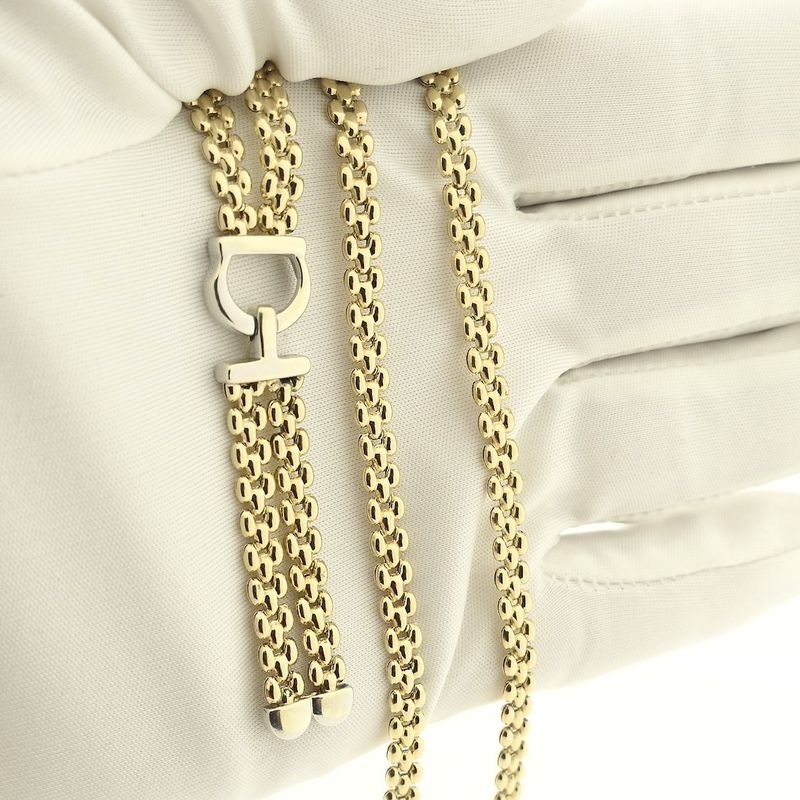 Image 11 of Bicolor gold Bismarck link necklace with fixed pendant