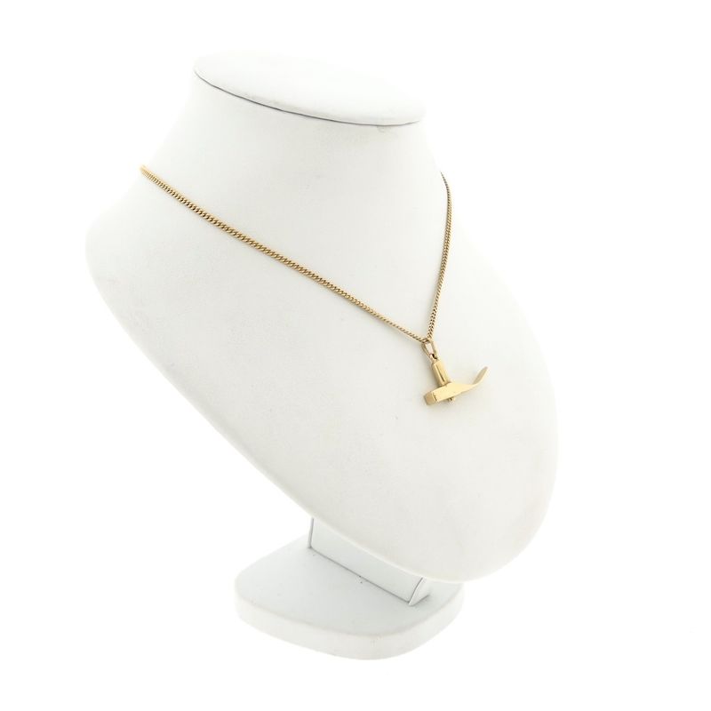 Image 7 of Gold pendant of a paver's hammer with zirconia