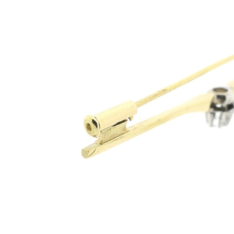 Image 6 of Gold brooch with diamond; 0.09 ct.