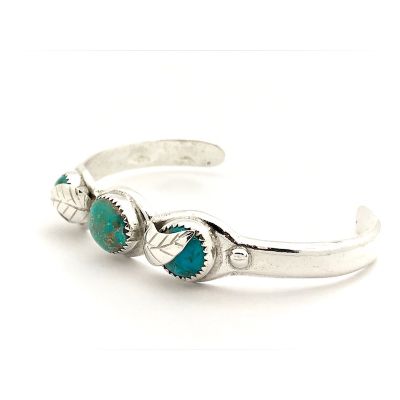 Image 2 of Silver bracelet with turquoise stones | Ø 66 mm
