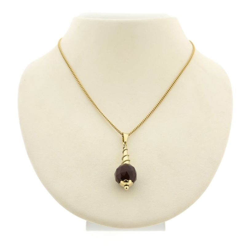 Image 8 of Vintage gold bullet pendant with carnelian