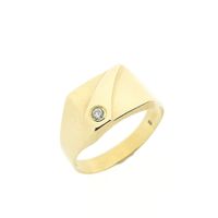 Gold signet ring with diamond; 0.07 ct.