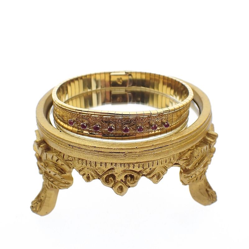 Image 10 of 18K Exclusive gold bracelet with rubies; Vintage | 18.5 cm
