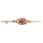Image 1 of Vintage gold brooch with blood coral; filigree technique
