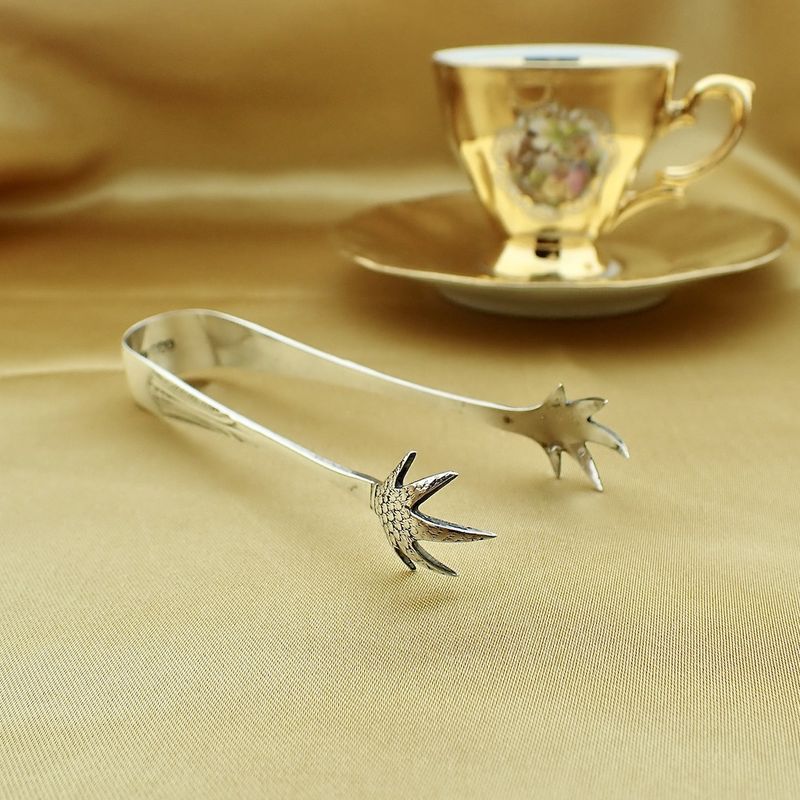 Image 3 of English silver sugar tongs with bird feet | Vintage