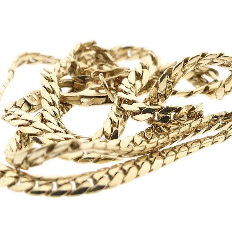 Afbeelding 7 van Gouden platte gourmetschakel ketting 