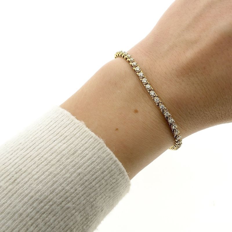 Image 3 of 18K gold tennis bracelet with diamond; 1.06 ct. | 18.5 cm