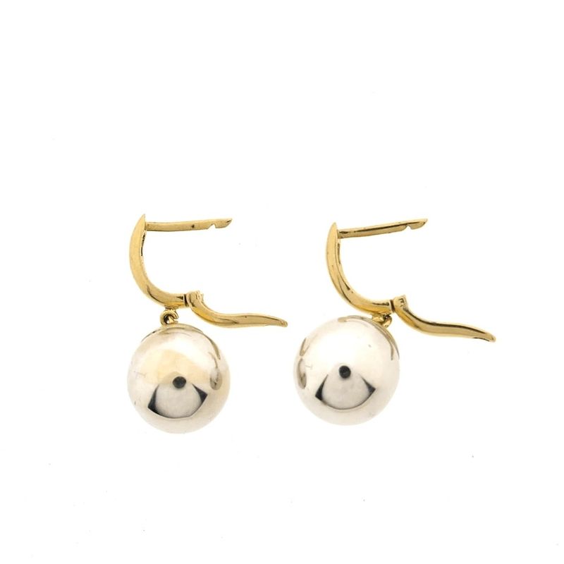 Image 3 of Two-tone gold stud earrings with balls
