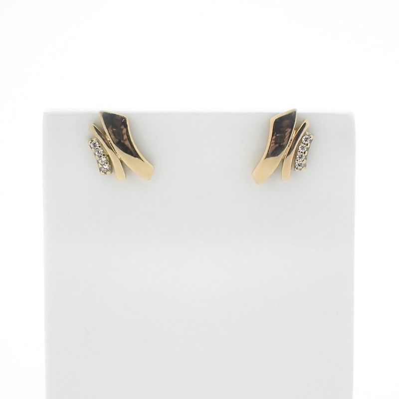 Image 5 of Gold stud earrings with zirconia