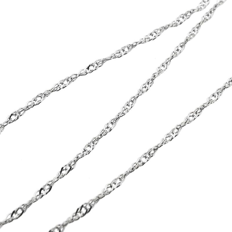 Image 3 of White gold thin twisted link necklace | 44 cm
