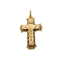 Antique gold pendant of a cross with corpus; INRI