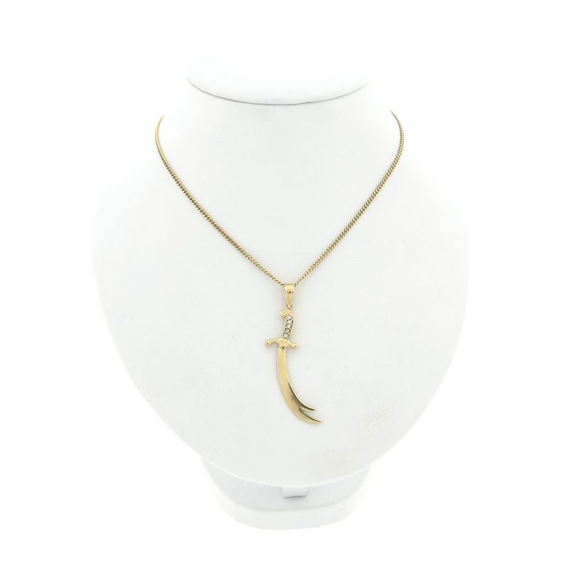 Image 3 of Gold pendant of a Zulfiqar with zirconia