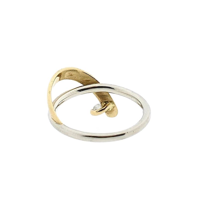 Image 4 of Bicolor Gold Ring with 0.06 ct Diamond; 14K; Size 17.5