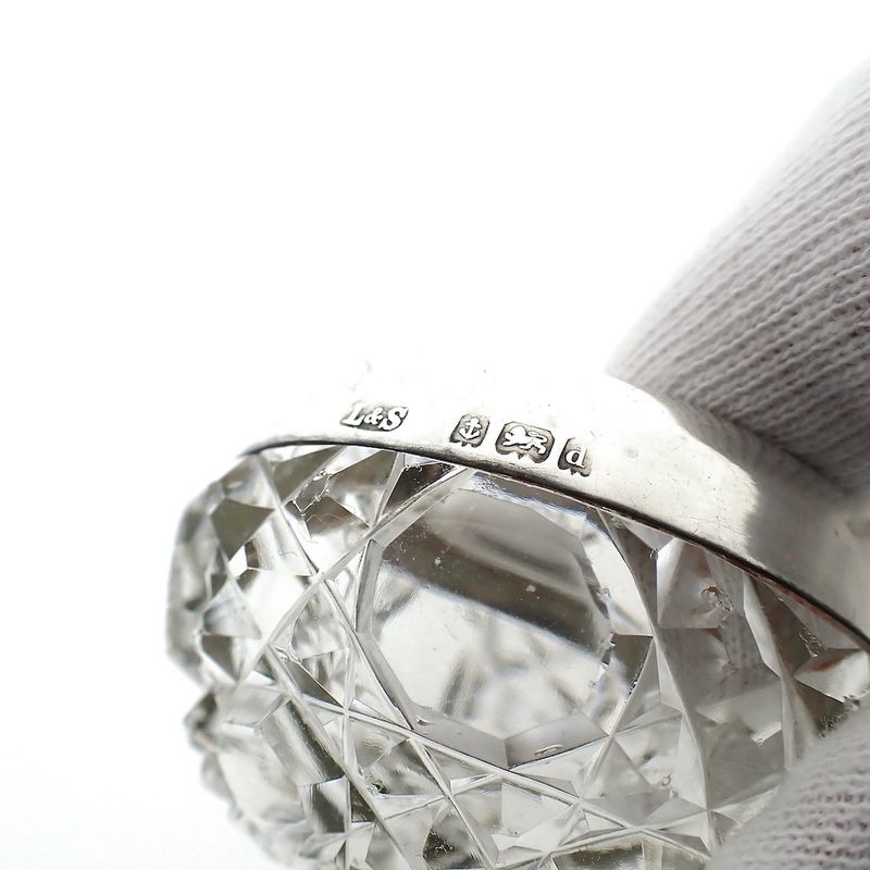 Image 4 of Crystal salt and pepper shaker set with silver rim | Vintage