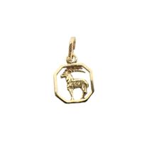 Gold zodiac sign pendant; Capricorn