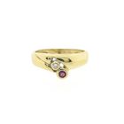 Image 3 of Gold ring with ruby and diamond; 0.02 ct.