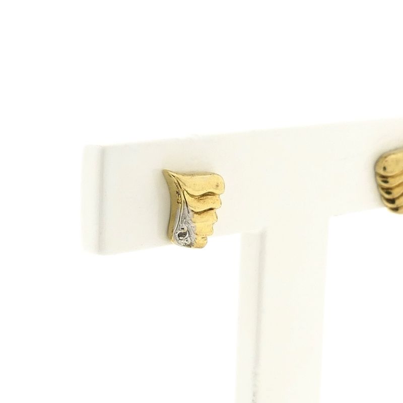 Image 7 of Gold stud earrings with diamond; 0.01 ct.
