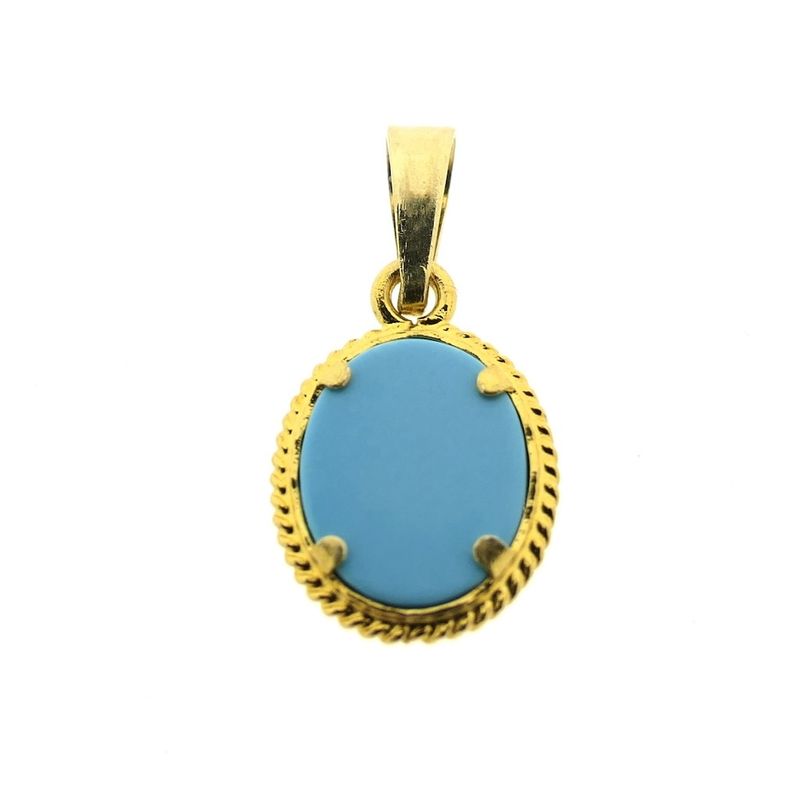 Image 8 of Vintage gold pendant with turquoise