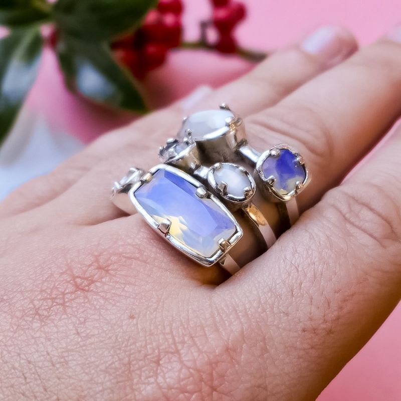 Image 4 of Silver ring with moonstones