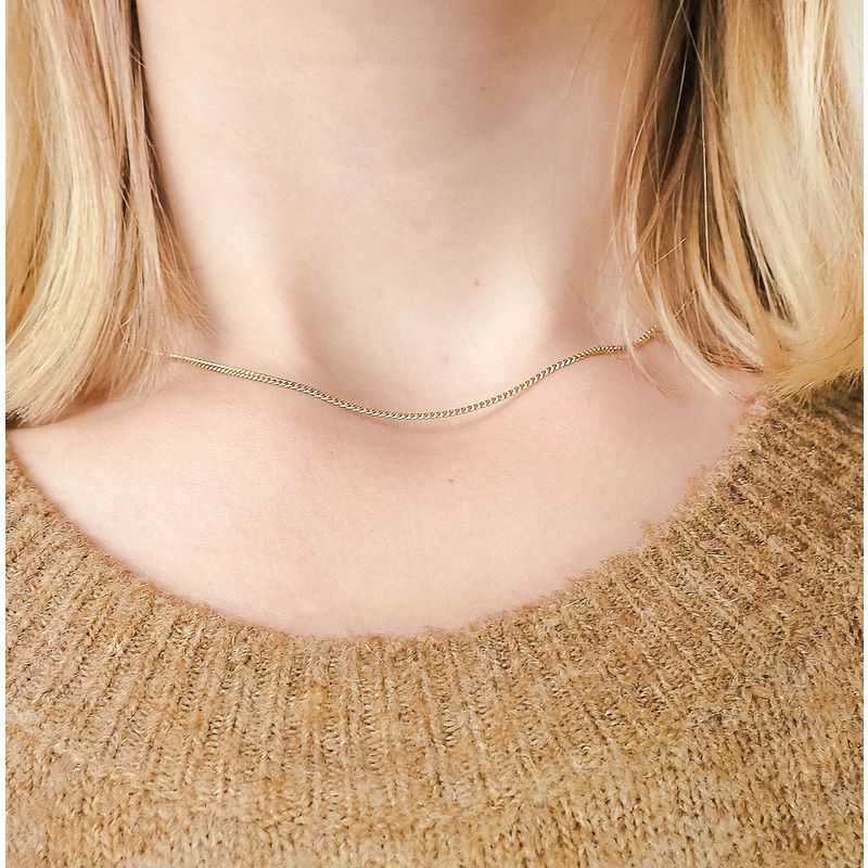Image 2 of Gold thin gourmet link necklace | 42 cm