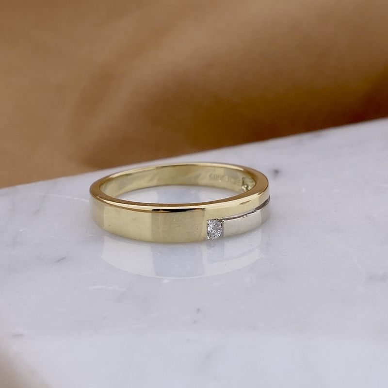 Image 6 of Two-tone gold solitaire ring with diamond; 0.03 ct.
