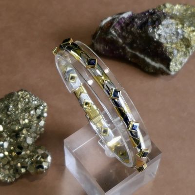 Two-tone gold fantasy bracelet with sapphire Image 2 of Two-tone gold fantasy bracelet with sapphire