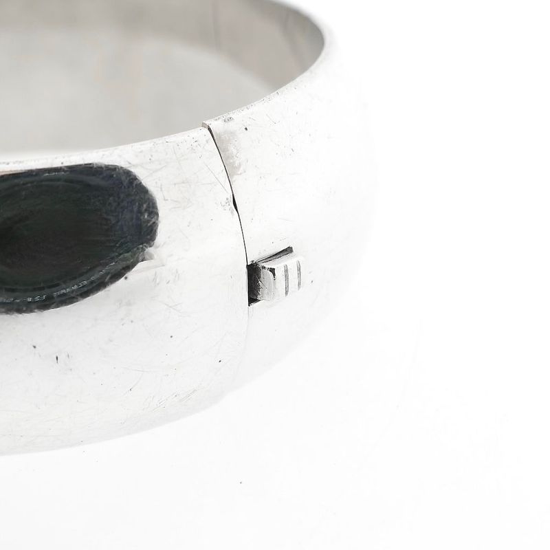 Image 4 of Wide Silver Slave Bracelet; Size S/M