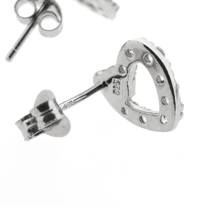 Image 5 of Silver stud earrings with a heart and zirconia