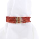 Image 1 of Antique red coral beaded bracelet with gold clasp.