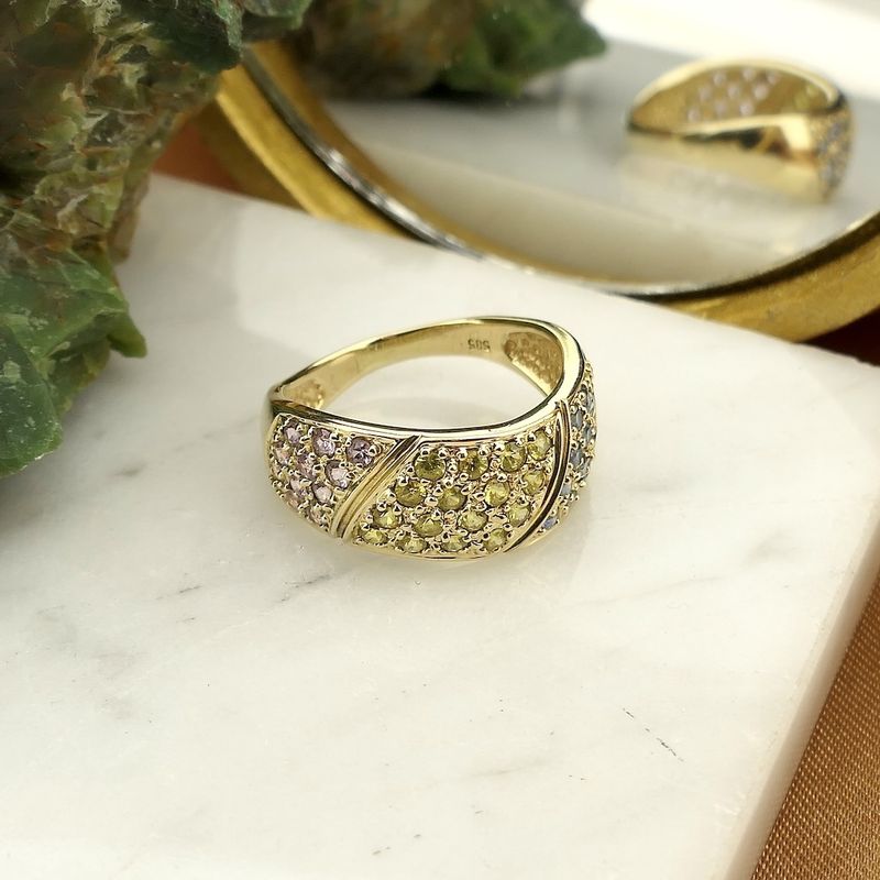 Image 2 of Gold pavé ring set with sapphire