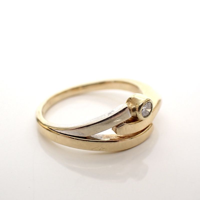 Image 3 of Two-tone gold fantasy ring with 0.04 ct diamond.