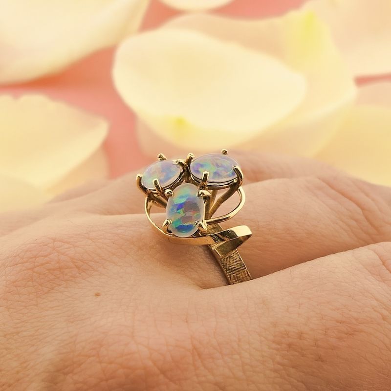 Image 4 of 9 Carat Triple Opal Ring | Vintage