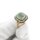 Image 9 of Gold Victorian ring with emerald and rose-cut diamonds; approx. 0.40 ct.