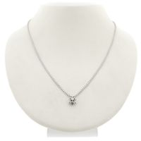 White gold Venetian chain with fixed pendant and diamond; 0.10 ct.