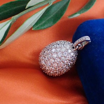 Image 2 of Silver egg pendant with zirconia