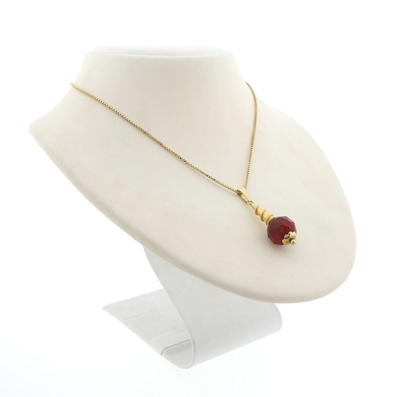 Image 6 of Vintage gold ball pendant with carnelian