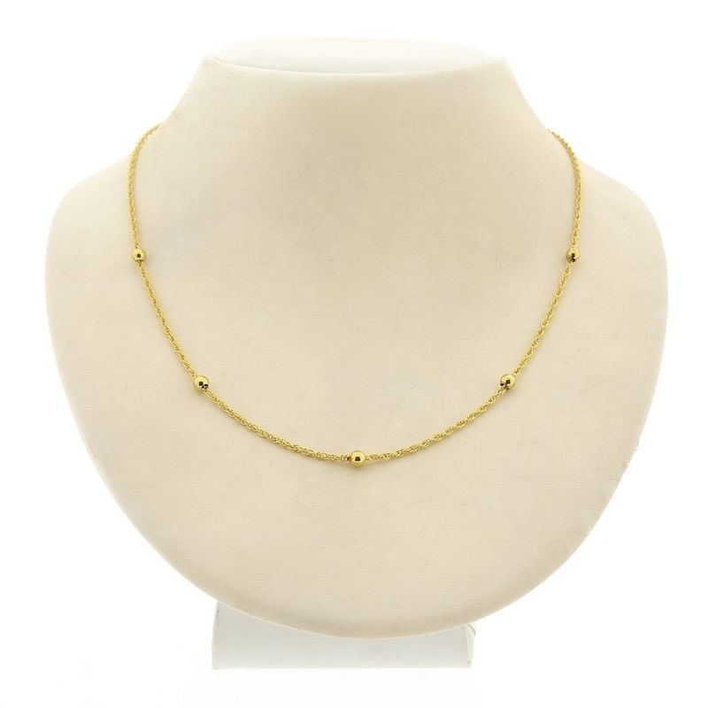 Image 1 of 8K Twisted Link Chain with Beads | 40cm - 42cm