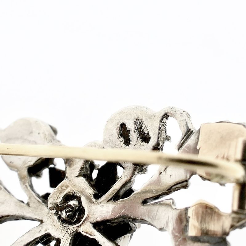 Image 4 of Silver brooch set with rose-cut diamonds