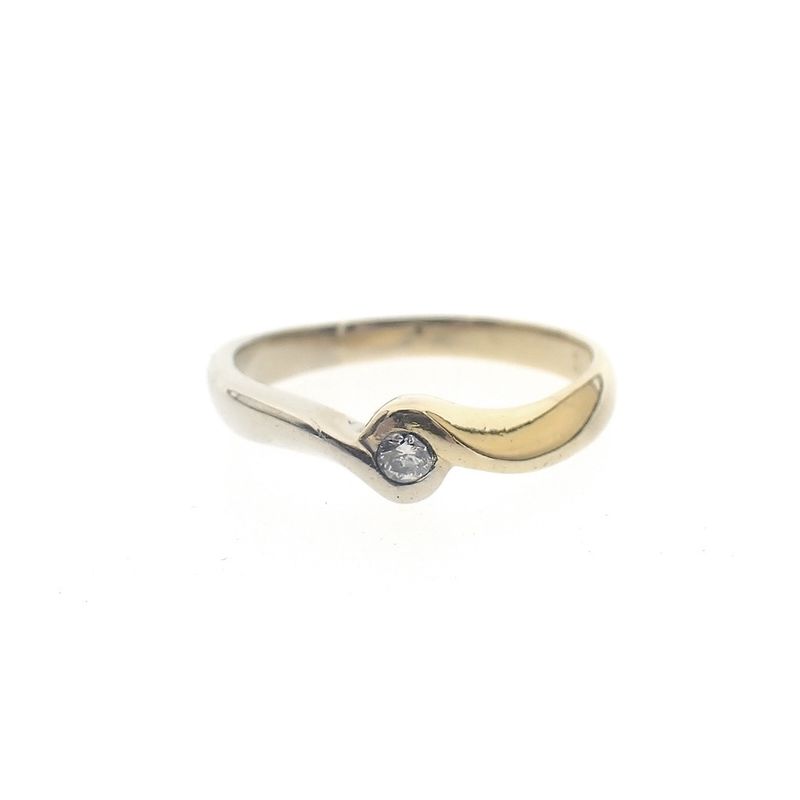 Image 4 of Two-tone gold solitaire ring with diamond; 0.05 ct.
