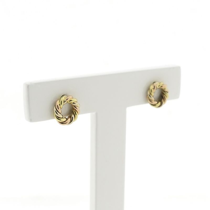 Image 3 of Vintage tricolor gold stud earrings