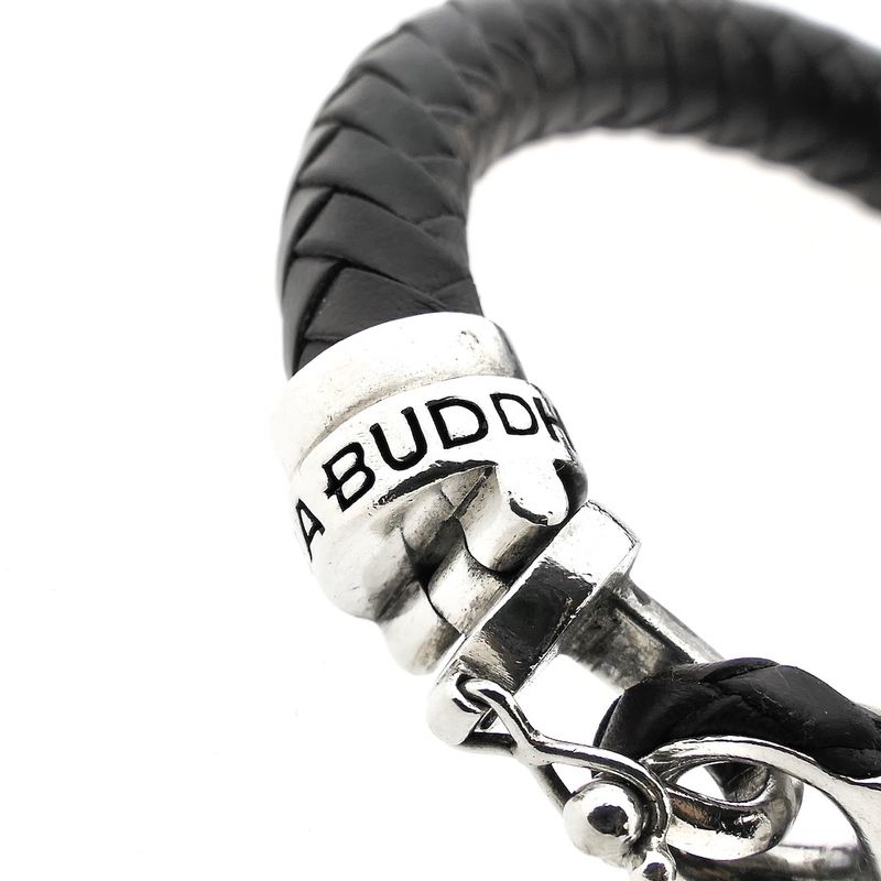 Image 8 of Silver leather Buddha to Buddha bracelet | 20 cm
