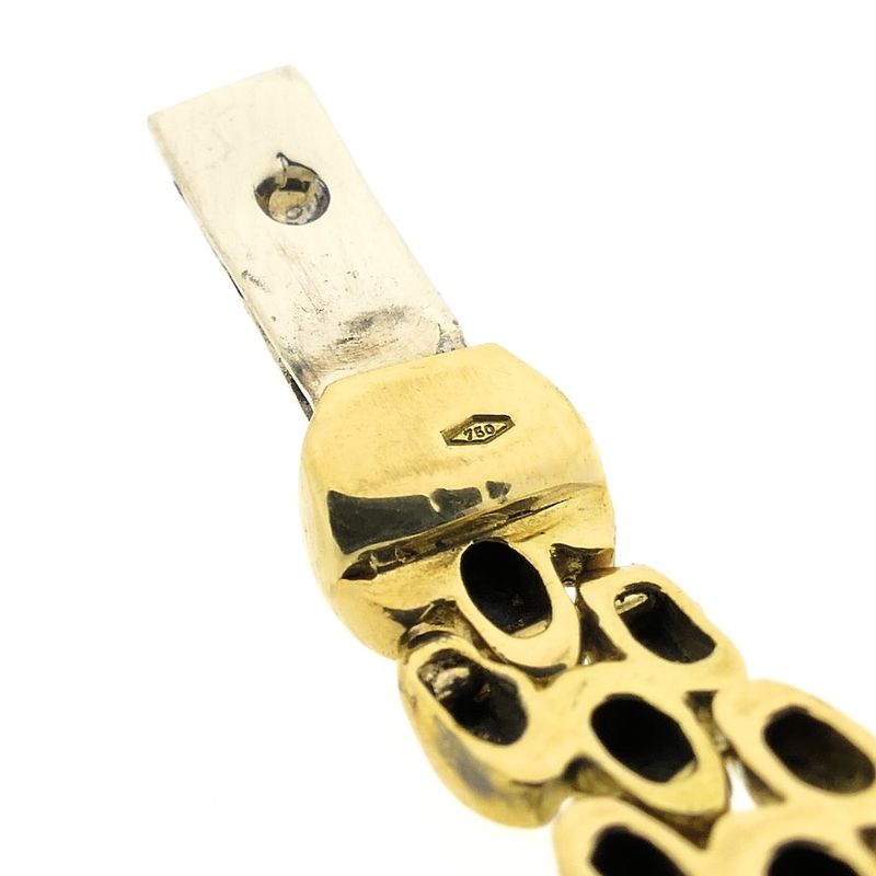 Image 6 of Gold Bismarck link bracelet with 0.4 ct diamond.