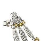 Image 7 of White gold stud earrings with yellow sapphire and diamond; 0.56 ct.