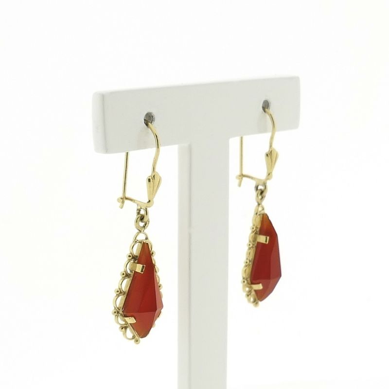 Image 4 of Vintage gold stud earrings with carnelian