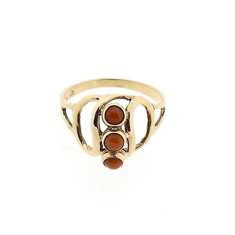 Image 3 of Gold Ring with Blood Coral