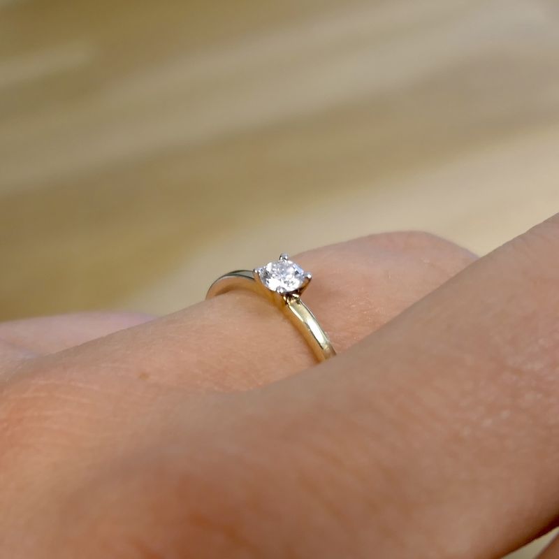 Image 6 of Gold solitaire ring with zirconia