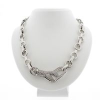 Silver robust link necklace with zirconia | 51 cm