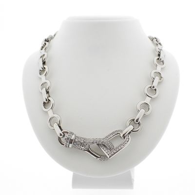 Image 1 of Silver robust link necklace with zirconia | 51 cm