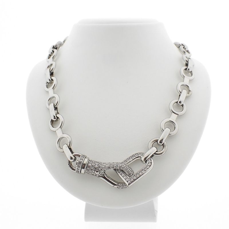 Image 1 of Silver robust link necklace with zirconia | 51 cm