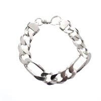 Robust silver Figaro men's bracelet.